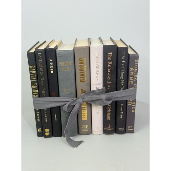 black book collection , black book stack, black and grey and white vintage books - Picture 1 of 10